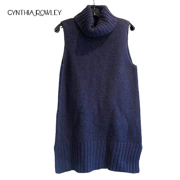 CYNTHIA ROWLEY NEW Turtleneck Speckled Wool Elongated Sweater L - Picture 1 of 12